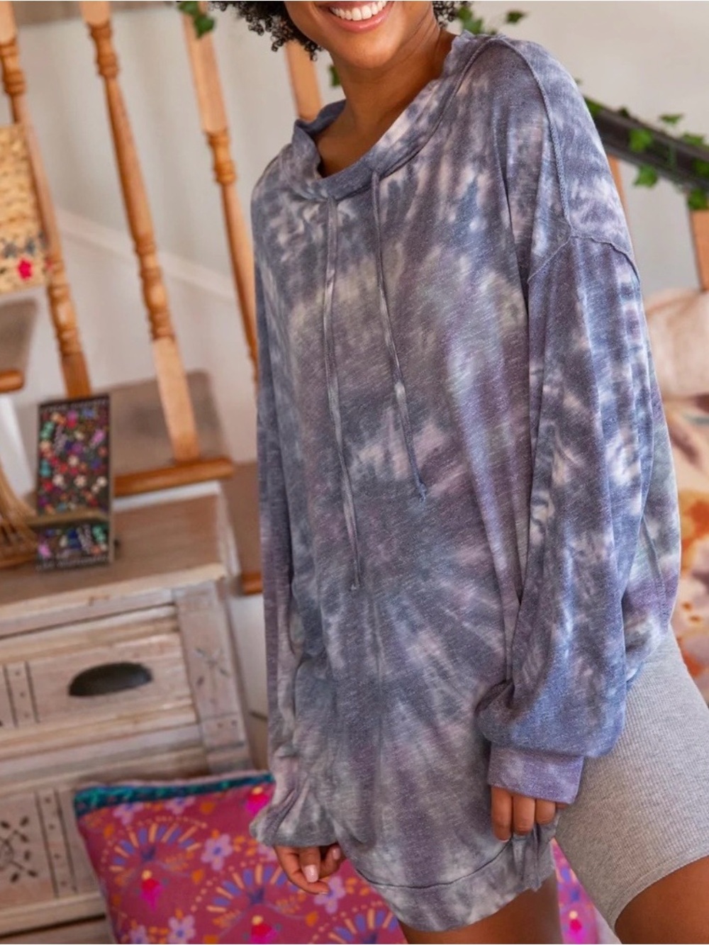 Natural Life Favorite Tie Dye Oversized Soft Longline Pullover Size L/XL Boho